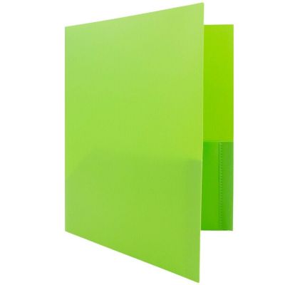JAM PAPER Plastic 2 Pocket POP Folders - Durable School Folders - Lime Green - 6/Pack Image 3