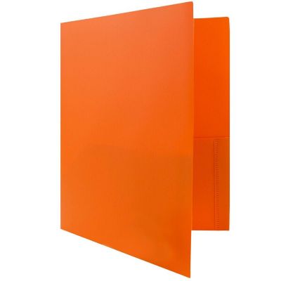 JAM PAPER Plastic 2 Pocket POP Folders - Durable School Folders - Orange - 6/Pack Image 3