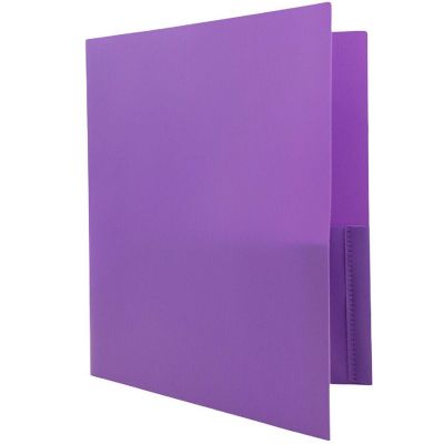 JAM PAPER Plastic 2 Pocket POP Folders - Durable School Folders - Purple - 6/Pack Image 3