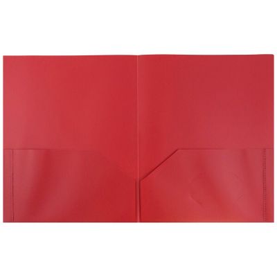 JAM PAPER Plastic 2 Pocket POP Folders - Durable School Folders - Red - 6/Pack Image 1