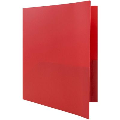 JAM PAPER Plastic 2 Pocket POP Folders - Durable School Folders - Red - 6/Pack Image 3