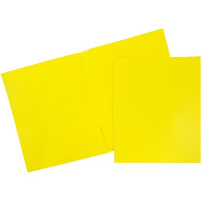 JAM PAPER Plastic 2 Pocket POP Folders - Durable School Folders - Yellow - 6/Pack Image 1