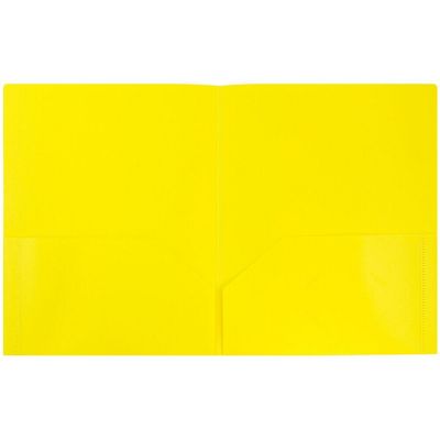 JAM PAPER Plastic 2 Pocket POP Folders - Durable School Folders - Yellow - 6/Pack Image 1