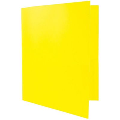 JAM PAPER Plastic 2 Pocket POP Folders - Durable School Folders - Yellow - 6/Pack Image 3