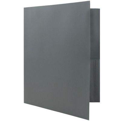 JAM PAPER Plastic Color POP Folders - 2 Pocket Durable Folders with Metal Prongs Fastener Clasps - Grey - 6/Pack Image 3