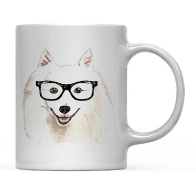 Japanese Spitz Glasses Ceramic Mug Image 2