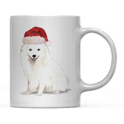 Japanese Spitz Santa Hat Ceramic Mug Image 2