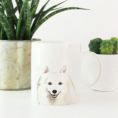 Japanese Spitz Up Close Ceramic Mug Image 1