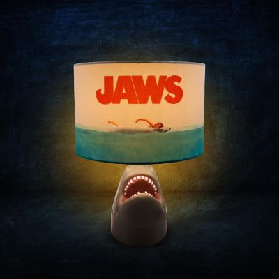 JAWS Classic Movie Poster Desk Lamp With Shark Figural Sculpt  13 Inches Tall Image 1