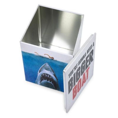 JAWS Logo Tin Storage Box Cube Organizer with Lid  4 Inches Image 1