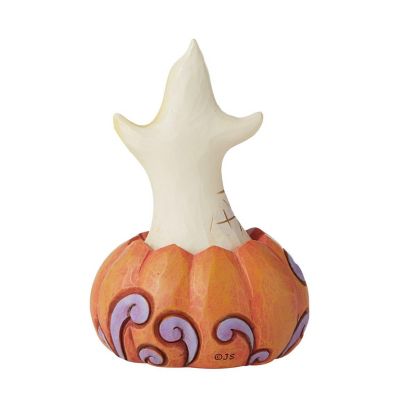 Jim Shore Miniature White Ghost in Pumpkin Mini Halloween Figurine 4 Inch Image 1