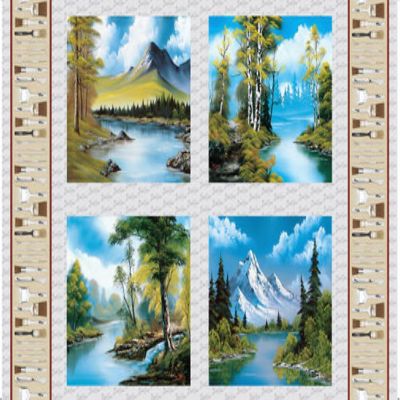 Joy of Painting Digital 4 Picture Panel 23 X 44 By Studio E Fabrics Image 1