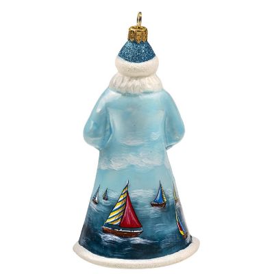 Joy to the World Glitterazzi Sailing Santa Polish Glass Christmas Ornament Image 1