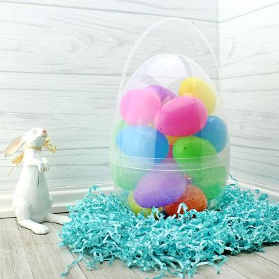Jumbo 10" Plastic Easter Eggs 4pk, Egg-Shaped Easter Buckets/Baskets w/ Handle Image 2