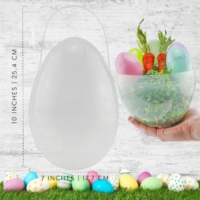 Jumbo 10" Plastic Easter Eggs 4pk, Egg-Shaped Easter Buckets/Baskets w/ Handle Image 3