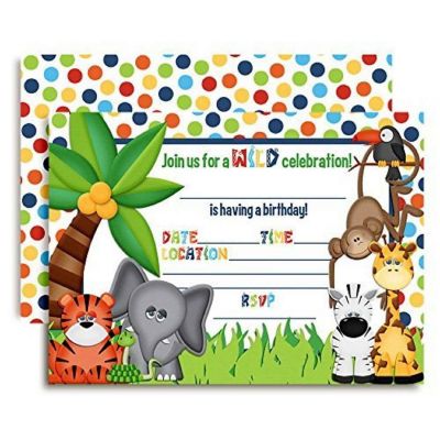 Jungle with Polka Dots Invitations 40pc. by AmandaCreation Image 1