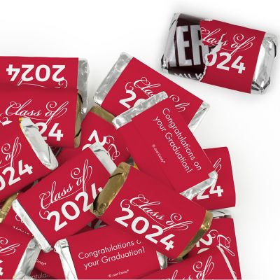 Just Candy 1.58 lbs Red Graduation Candy Party Favors Class of 2025 Hershey's Miniatures &amp; Red Kisses (approx. 128 Pcs) Image 1