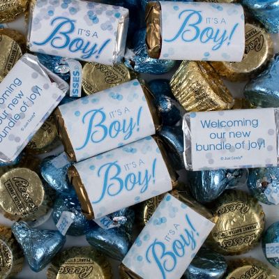 Just Candy 1.75 lbs Blue It's a Boy Baby Shower Candy Party Favors Hershey's Chocolate Kit (approx. 118 Pcs) Image 1
