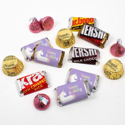 Just Candy 2 lbs Unicorn Kid's Birthday Candy Party Favors Hershey's Chocolate Kit (approx. 120 Pcs) Image 1