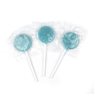 Just Candy Light Blue Flat Lollipops Image 1