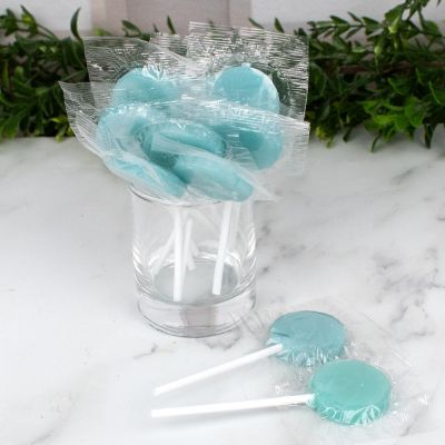 Just Candy Light Blue Flat Lollipops Image 2