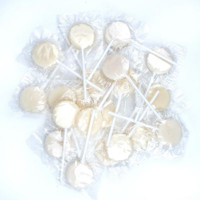 Just Candy White Flat Lollipops Image 1