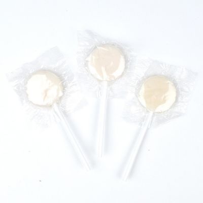 Just Candy White Flat Lollipops Image 1