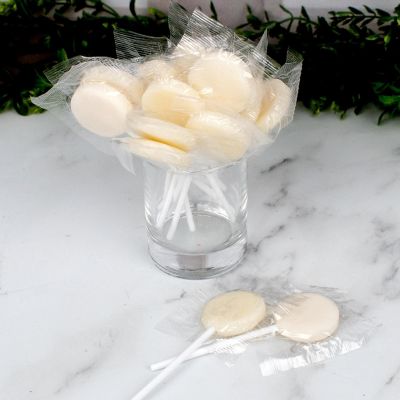 Just Candy White Flat Lollipops Image 2