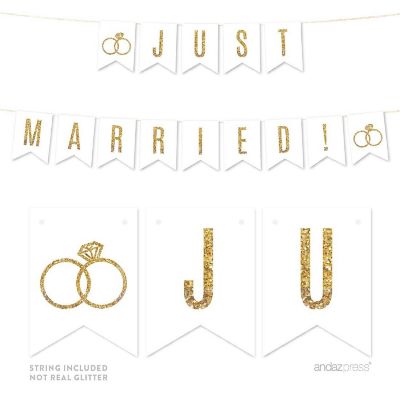 Just Married Gold Glitter - 4 x 5.5 Inch Image 1