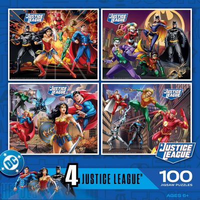 Justice League 4-Pack 100 Piece Jigsaw Puzzles Image 1