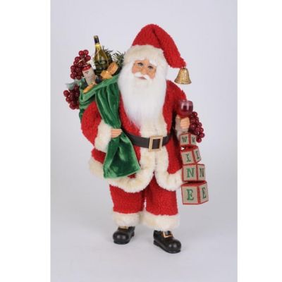 Karen Didion Lighted Wine Blocks Santa Christmas Figurine 17.5 Inch Multicolor Image 1