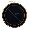 Kaya Collection 10.25" Black with Gold Edge Rim Plastic Dinner Plates (120 Plates) Image 1