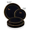 Kaya Collection 10.25" Black with Gold Edge Rim Plastic Dinner Plates (120 Plates) Image 3