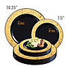 Kaya Collection 10.25" Black with Gold Marble Rim Disposable Plastic Dinner Plates (120 Plates) Image 3