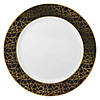 Kaya Collection 10.25" White with Black and Gold Mosaic Rim Round Plastic Dinner Plates (120 Plates) Image 1