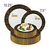 Kaya Collection 10.25" White with Black and Gold Mosaic Rim Round Plastic Dinner Plates (120 Plates) Image 3