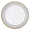 Kaya Collection 10.25" White with Blue and Gold Chord Rim Plastic Dinner Plates (120 Plates) Image 1