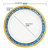 Kaya Collection 10.25" White with Blue and Gold Royal Rim Plastic Dinner Plates (120 Plates) Image 2