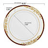 Kaya Collection 10.25" White with Burgundy and Gold Harmony Rim Plastic Dinner Plates (120 plates) Image 2