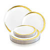 Kaya Collection 10.25" White with Gold Moonlight Round Disposable Plastic Dinner Plates (120 Plates) Image 4