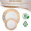 Kaya Collection 10.25" White with Pink and Gold Mosaic Rim Round Plastic Dinner Plates (120 Plates) Image 3