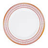 Kaya Collection 10.25" White with Red and Gold Chord Rim Plastic Dinner Plates (120 Plates) Image 1