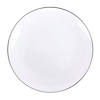 Kaya Collection 10.25" White with Silver Rim Organic Round Disposable Plastic Dinner Plates (120 Plates) Image 1
