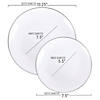 Kaya Collection 10.25" White with Silver Rim Organic Round Disposable Plastic Dinner Plates (120 Plates) Image 2
