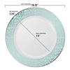 Kaya Collection 10.25" White with Turquoise&#160;Blue and Silver Mosaic Rim Round Plastic Dinner Plates (120 Plates) Image 1