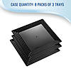 Kaya Collection 12" x 12" Black Square with Groove Rim Plastic Serving Trays (24 Trays) Image 3