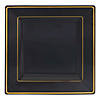 Kaya Collection 6.5" Black with Gold Square Edge Rim Plastic Appetizer/Salad Plates (120 Plates) Image 1