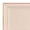 Kaya Collection 6.5" Ivory with Gold Square Edge Rim Plastic Appetizer/Salad Plates (120 Plates) Image 1