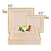 Kaya Collection 6.5" Ivory with Gold Square Edge Rim Plastic Appetizer/Salad Plates (120 Plates) Image 3