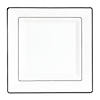 Kaya Collection 6.5" White with Silver Square Edge Rim Plastic Appetizer/Salad Plates (120 Plates) Image 1